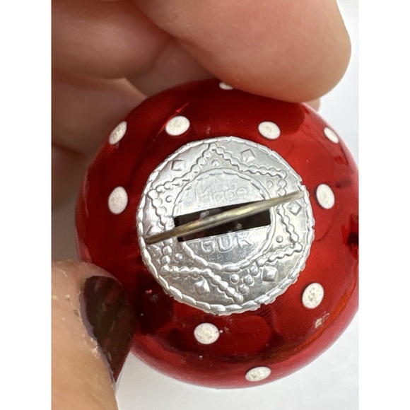 Vintage Mercury Glass Red Fairytale Style Mushroom Christmas Ornament - Picture 10 of 11